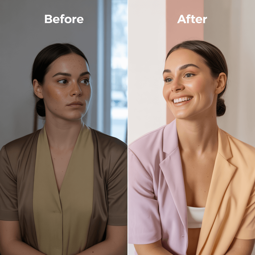 Seasonal palette before and after example